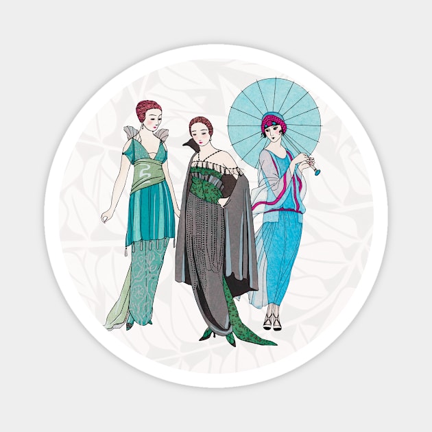 Three Vintage Ladies on Background Magnet by Sandra Keller